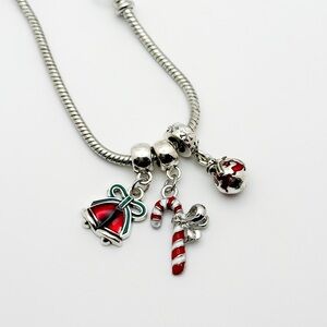 Silver-Tone Christmas 🎄🦌 Holiday Charm Bracelet with 3 Charms